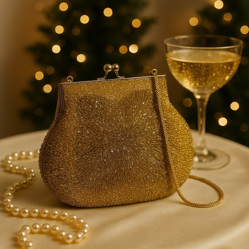 Vintage Surrey Luggage Gold Evening Bag